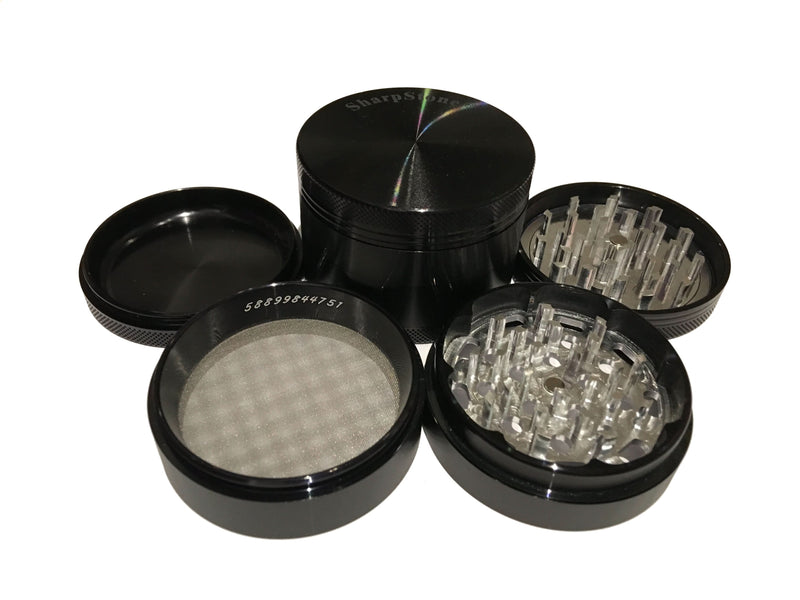 SharpStone Classic (2.5" Inch) Hard Top Shredder - 4pc, Large, Black