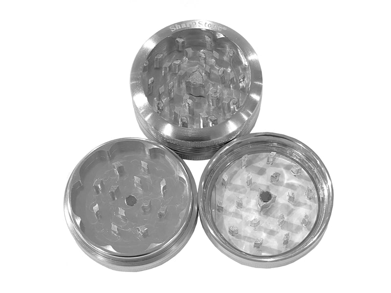 SharpStone® Classic (2.2" Inch) Clear Top Shredder - 2pc, Medium, Silver
