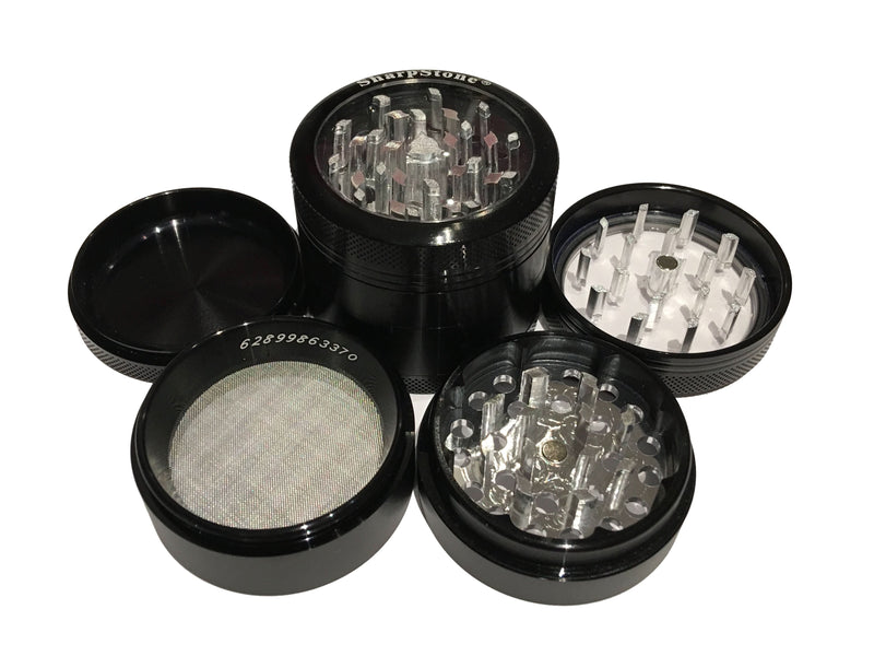 SharpStone Classic (2.2" Inch) Clear Top Shredder - 4pc, Medium, Black