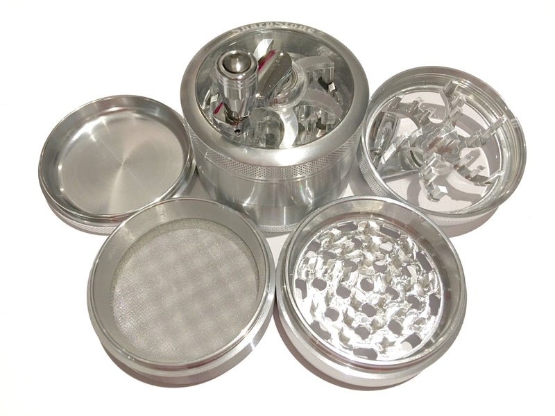 SharpStone Classic (2.5" Inch) Crank Top Shredder - 4pc, Large, Silver