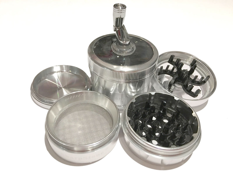 SharpStone Version 2.0 (2.5" Inch) Crank Top Shredder - 4pc, Large, Silver