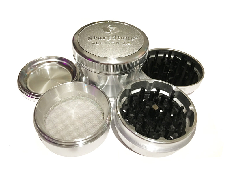 SharpStone Version 2.0 (3.0" Inch) Hard Top Shredder - 4pc, X-Large, Silver